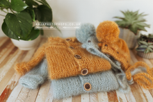 Baby newborn knitted footed romper and hat, Teal, Made to order