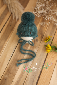 Baby newborn knitted footed romper and hat, Teal, Made to order