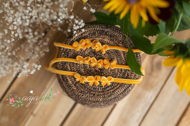 Baby newborn girl velvet bows tieback yellow, mustard, sunflower, RTS