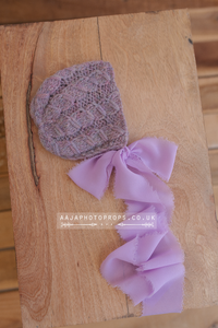 Baby newborn lilac lavender bonnet, RTS