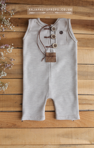 9-12 months size baby romper, oatmeal, made to order
