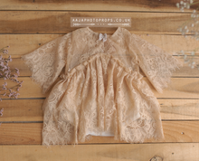 9-12 months size beige baby romper, lace, boho, RTS