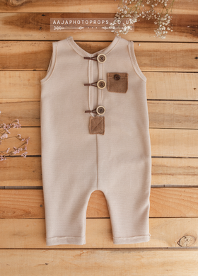 9-12 months size baby romper, natural, RTS