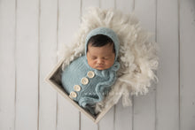 Baby newborn swaddle wrap and bonnet set, soft, knitted, buttons, Made to order