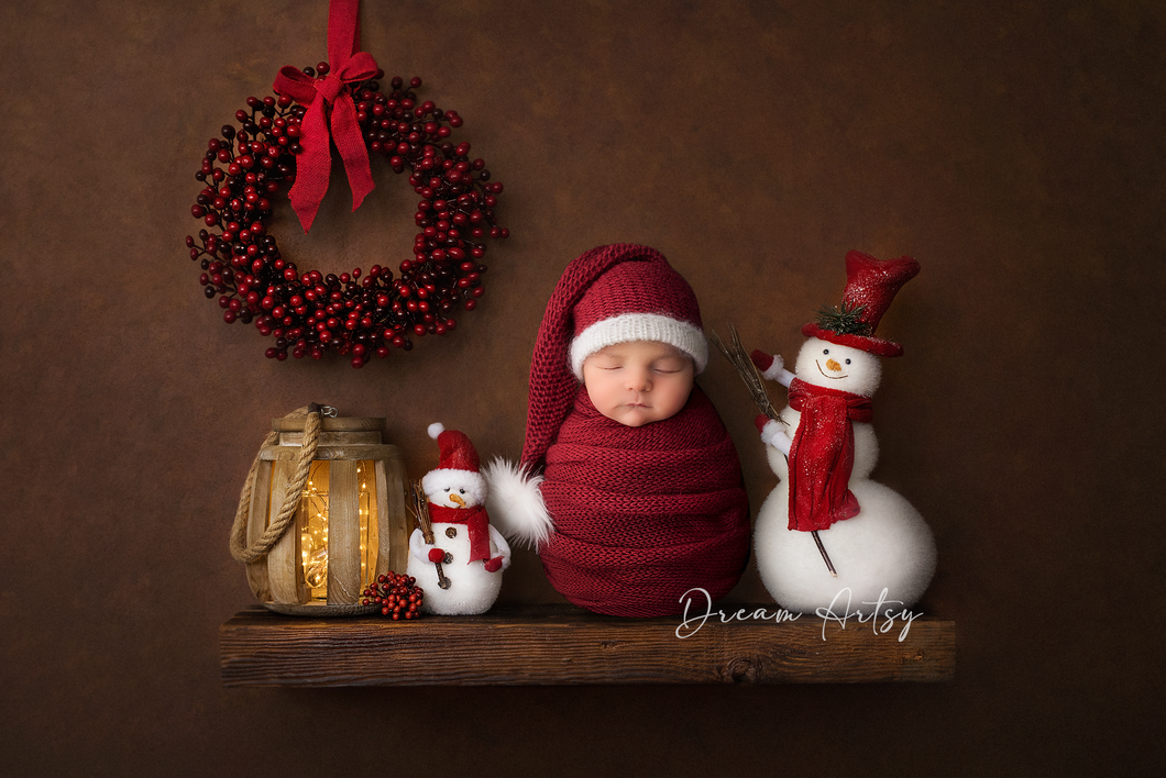 Dark Red, long knitted wrap and hat set, newborn baby, fur pom pom, made to order